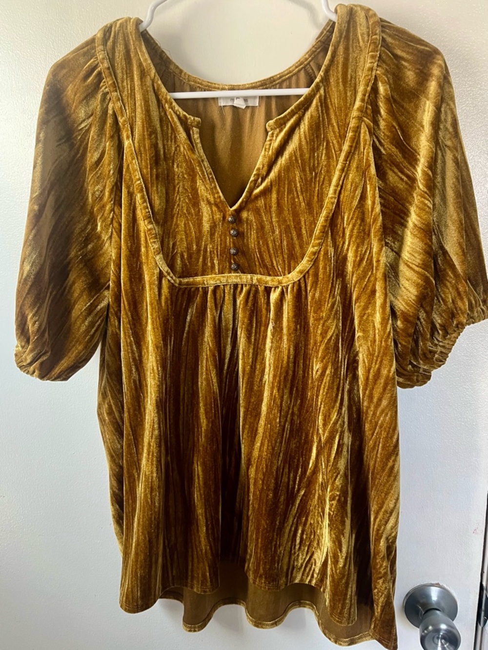 Maurices Velvet V-Neck Tunic in Golden Ochre